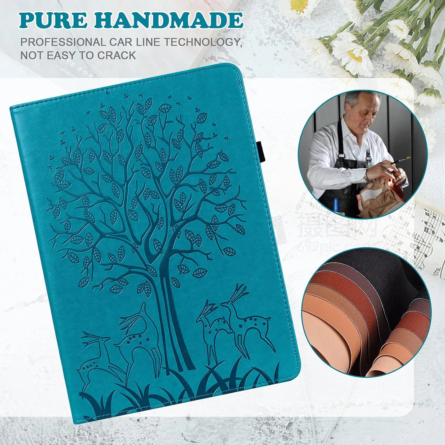 کیف چرمی YEALLY برای تبلت Lenovo Tab K10، کیف پول چرمی با محفظه کارت و قلم، پایه ویدئویی و روکش سیلیکونی TPU، آبی کیف چرمی YEALLY برای تبلت Lenovo Tab K10، کیف پول چرمی با محفظه کارت و قلم، پایه ویدئویی و روکش سیلیکونی TPU، آبی