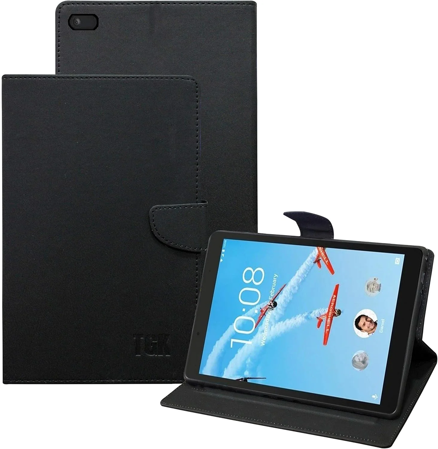 کاور چرمی تاشو TGK با قاب پشتی TPU برای تبلت لنوو تب E7 Tb-7104I سایز 7 اینچ - مشکی