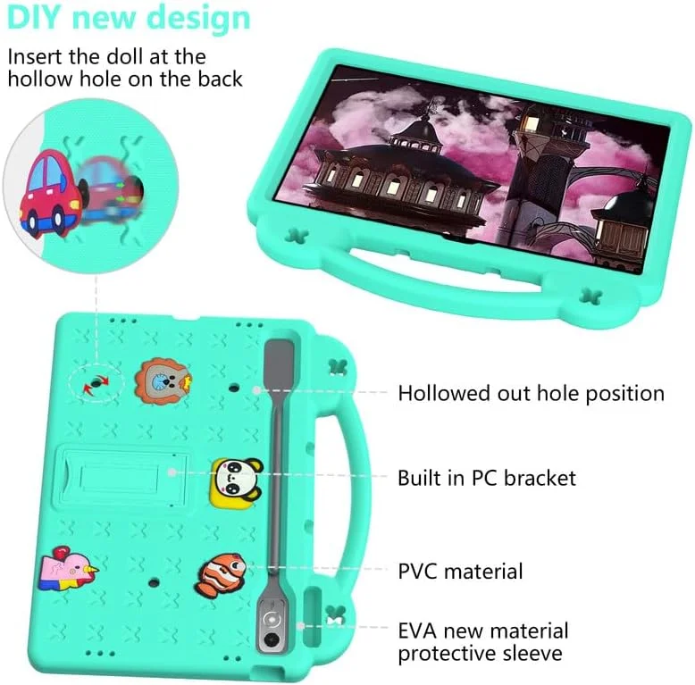 کیف تبلت نیکاکیو مناسب برای لنوو تب P12 با صفحه نمایش 12.7 اینچی مدل TB370FU تولید سال 2023، کیف تبلت کودکانه، طراحی بامزه DIY، دارای دسته با استند، پوشش محافظ سبک وزن EVA، سبز کیف تبلت نیکاکیو مناسب برای لنوو تب P12 با صفحه نمایش 12.7 اینچی مدل TB370FU تولید سال 2023، کیف تبلت کودکانه، طراحی بامزه DIY، دارای دسته با استند، پوشش محافظ سبک وزن EVA، سبز