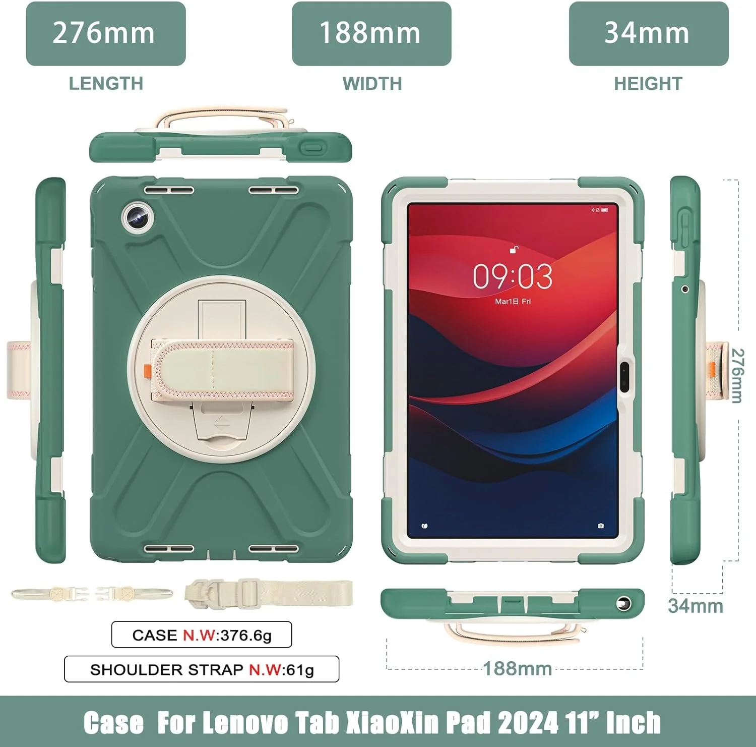 کیف تبلت سازگار با Lenovo Tab M11 TB-330FU / Lenovo Xiaoxin Pad 2024 TB-331FC 2024، قاب محافظ سنگین و مقاوم در برابر ضربه با جای قلم، کاور محافظ بند شانه دار کیف تبلت سازگار با Lenovo Tab M11 TB-330FU / Lenovo Xiaoxin Pad 2024 TB-331FC 2024، قاب محافظ سنگین و مقاوم در برابر ضربه با جای قلم، کاور محافظ بند شانه دار