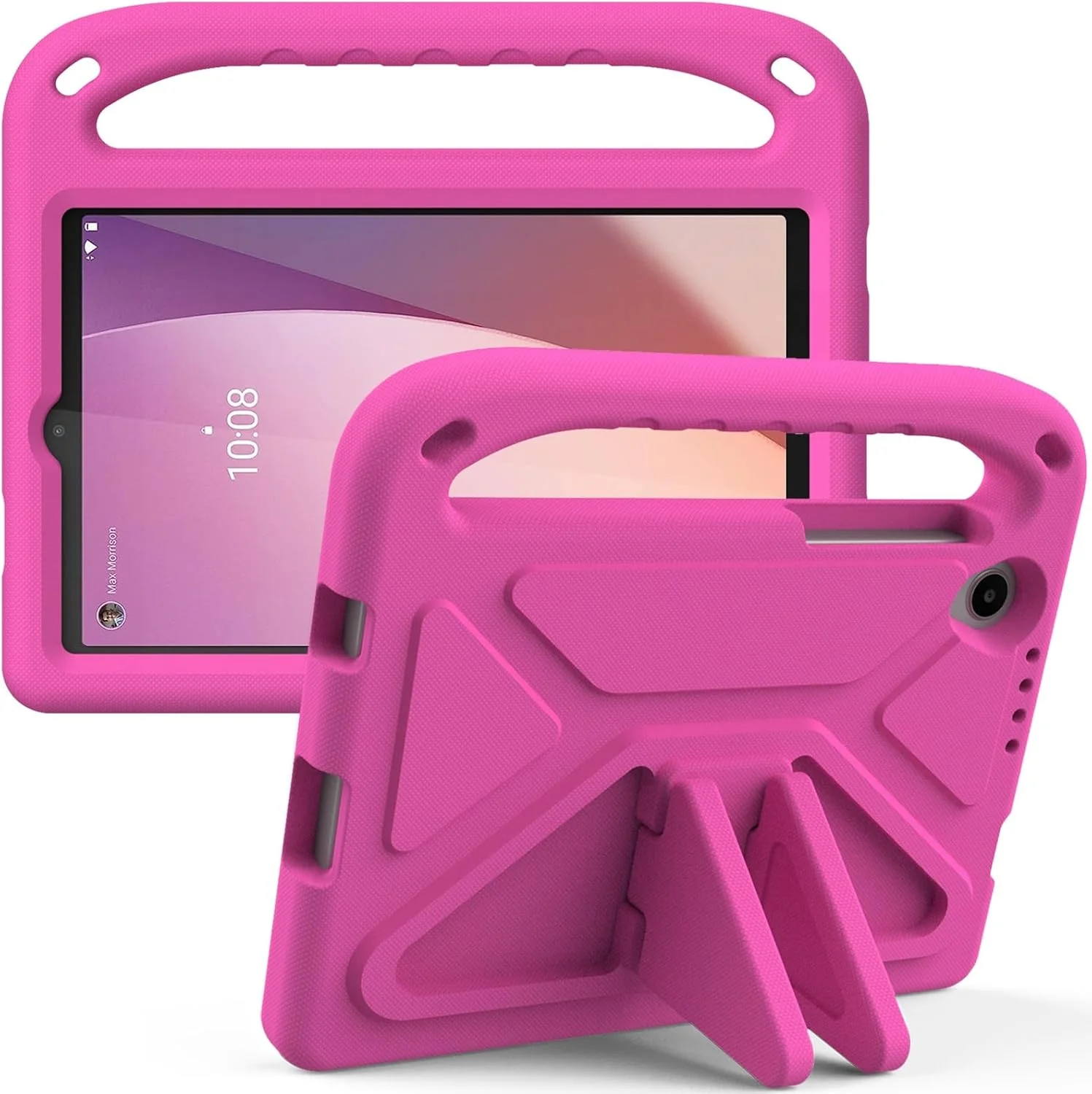 کیف تبلت سازگار با Lenovo Tab M8 (نسل 4) TB-300FU/TB-300XU (2023)، ضد ضربه، با دسته، EVA، نگهدارنده، کیف تبلت محکم برای کودکان، محافظ سبک وزن (قرمز گل رز)