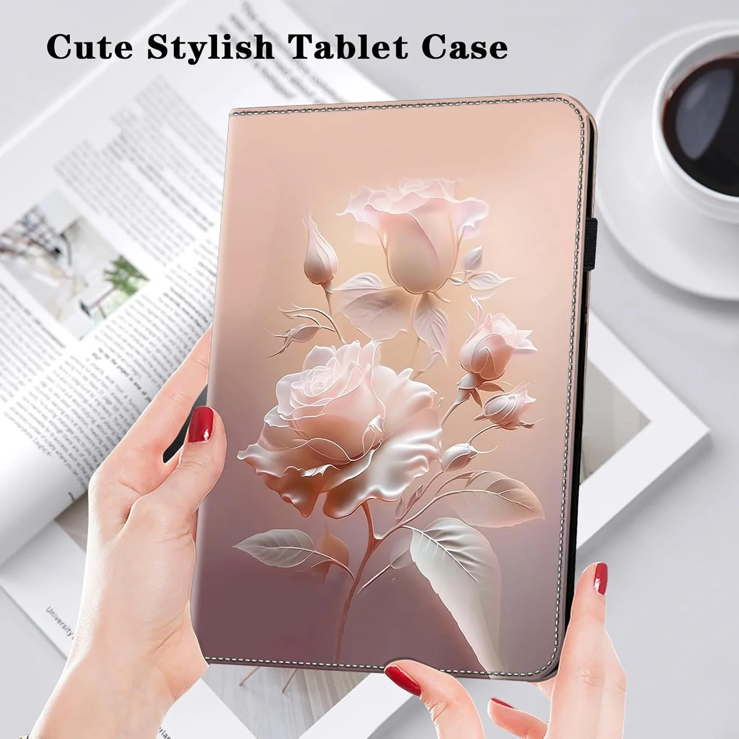 کیف VODEFOX برای تبلت Lenovo Yoga Tab Plus 12.7 اینچی 2025، جلد محافظ چرمی PU مقاوم در برابر ضربه برای Lenovo Yoga Tab Plus 12.7" - گل های سرامیکی کیف VODEFOX برای تبلت Lenovo Yoga Tab Plus 12.7 اینچی 2025، جلد محافظ چرمی PU مقاوم در برابر ضربه برای Lenovo Yoga Tab Plus 12.7" - گل های سرامیکی