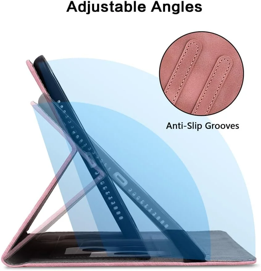 کیف محافظ تبلت لنوو تب M9 مدل TB-310FU سال 2024/2023، جلد چرمی PU ضد ضربه با قابلیت تنظیم چند زاویه به همراه پایه نگهدارنده، جای قلم و کارت/کیف پول برای تبلت 9 اینچی لنوو M9 (صورتی)