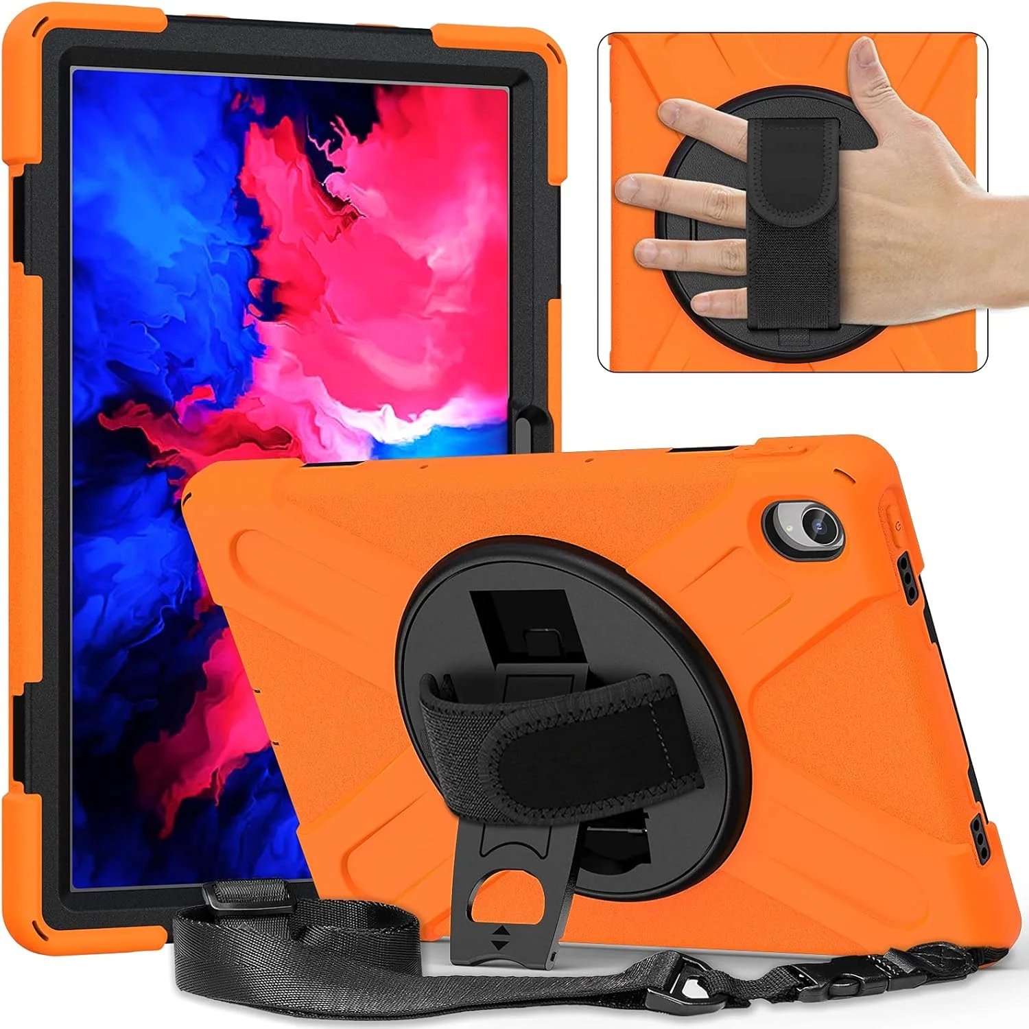 کیف تبلت مسافرتی سه کاره مقاوم در برابر شکستگی برای Lenovo P11 TB-J606F، روکش تبلت ضد ضربه، پایه چند منظوره با قابلیت چرخش 360 درجه (نارنجی) کیف تبلت مسافرتی سه کاره مقاوم در برابر شکستگی برای Lenovo P11 TB-J606F، روکش تبلت ضد ضربه، پایه چند منظوره با قابلیت چرخش 360 درجه (نارنجی)