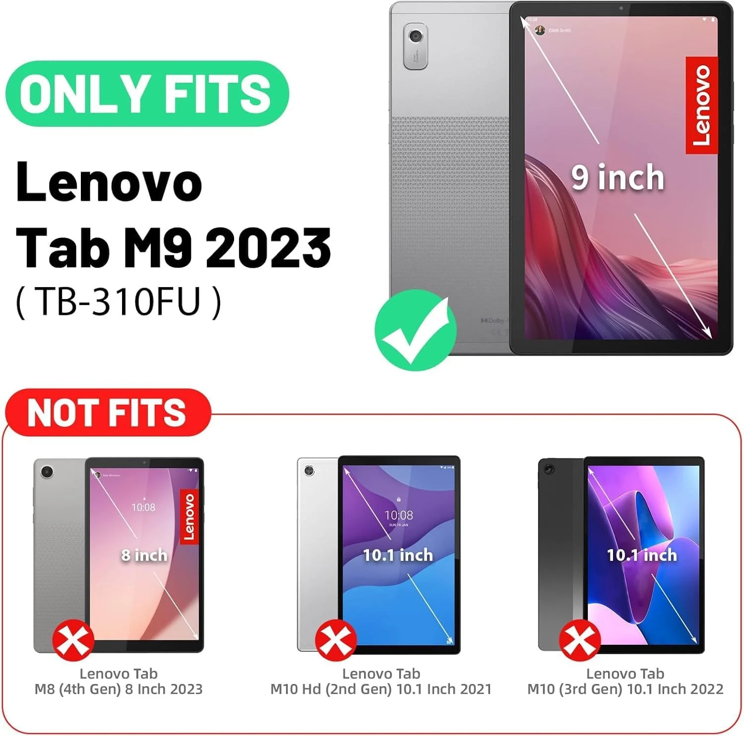 کیف محافظ تبلت لنوو تب M9 مدل TB-310FU سال 2024/2023، کیف چرمی PU ضد ضربه با قابلیت تنظیم چند زاویه، دارای پایه نگهدارنده، جای قلم و کارت/کیف پول برای تبلت 9 اینچی لنوو M9 (صورتی)