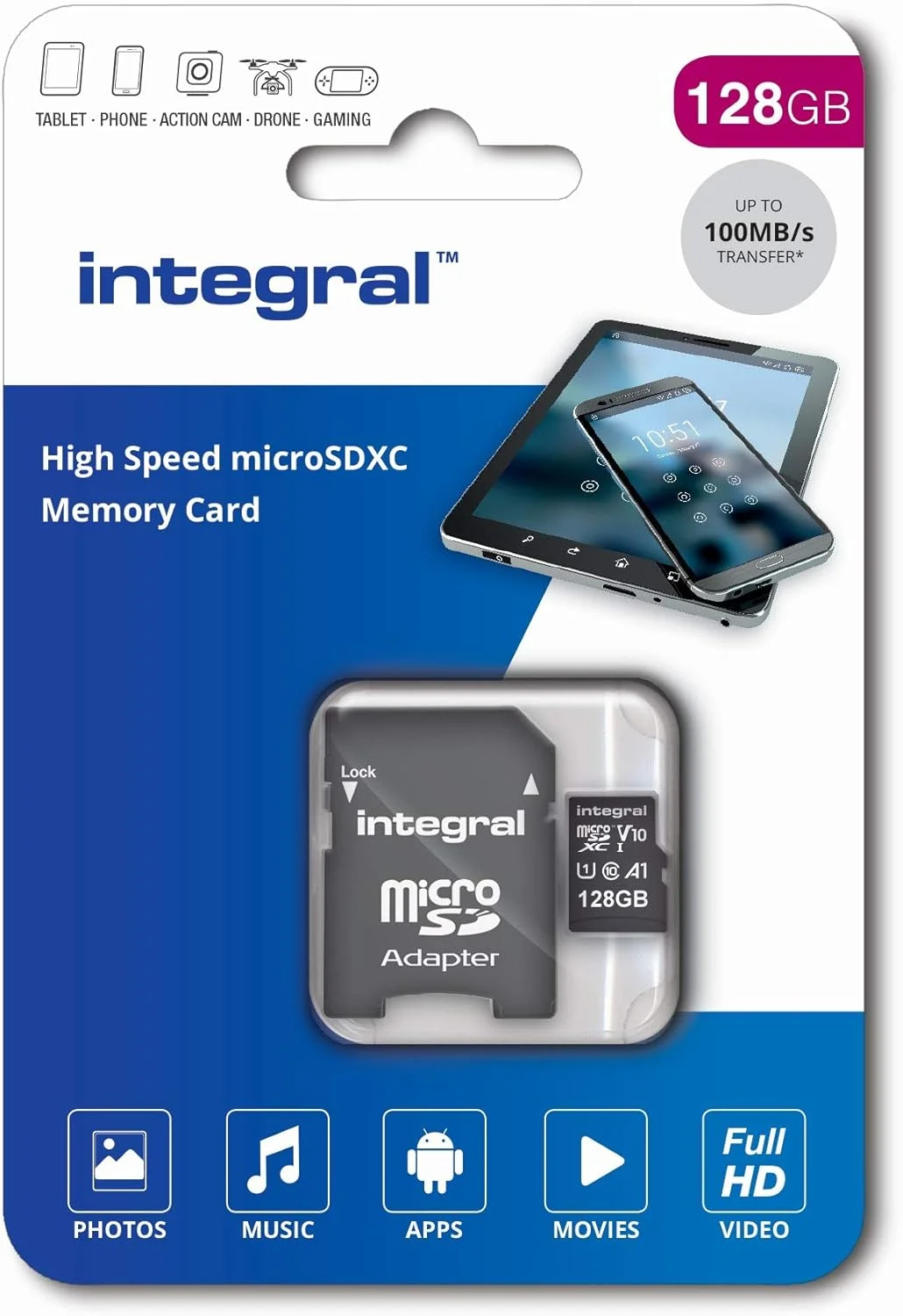 کارت حافظه میکرو اس دی 32 گیگابایتی Integral HC با سرعت بالا تا 100 مگابایت بر ثانیه، کلاس 10، V10، UHS1، U1 + آداپتور SD