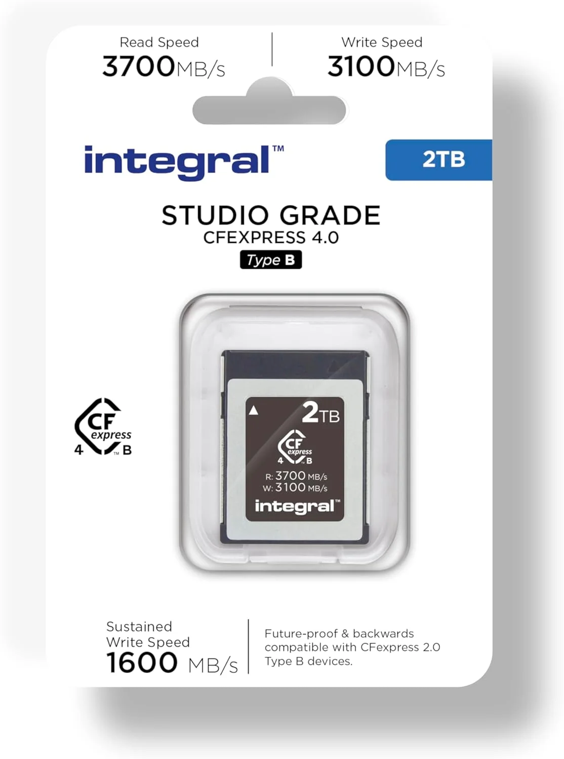 کارت حافظه 2 ترابایتی Integral Studio Grade CFexpress 4.0 Type B - مناسب برای RAW 4K، 6K، 8K و فراتر از آن - سرعت خواندن 3700 مگابایت بر ثانیه، سرعت نوشتن 3100 مگابایت بر ثانیه، سرعت نوشتن مداوم 1600 مگابایت بر ثانیه - طراحی شده برای دوربین های پیشرفته سینمایی و DSLR کارت حافظه 2 ترابایتی Integral Studio Grade CFexpress 4.0 Type B - مناسب برای RAW 4K، 6K، 8K و فراتر از آن - سرعت خواندن 3700 مگابایت بر ثانیه، سرعت نوشتن 3100 مگابایت بر ثانیه، سرعت نوشتن مداوم 1600 مگابایت بر ثانیه - طراحی شده برای دوربین های پیشرفته سینمایی و DSLR
