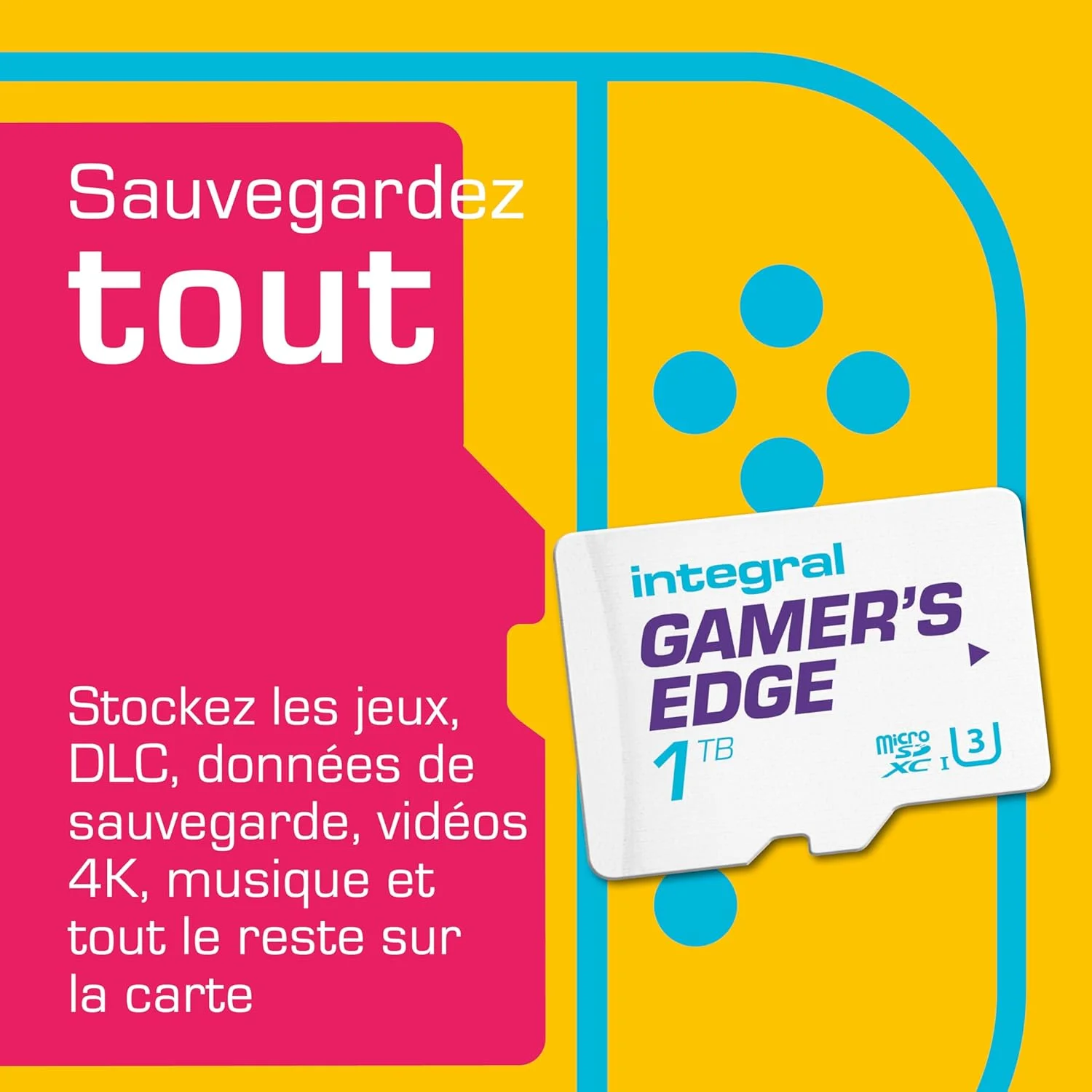کارت حافظه میکرو اس دی 1 ترابایتی Integral Gamer's Edge برای کنسول های Valve Steam Deck و Nintendo Switch، Switch Lite و Switch OLED - بارگیری و ذخیره سریع بازی ها، ذخیره بازی ها، DLC و داده های ذخیره شده، ساخته شده برای ارائه بهترین عملکرد