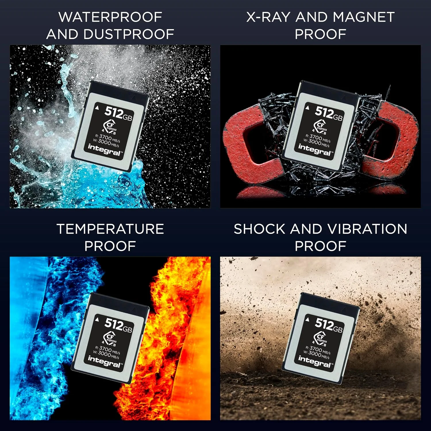 کارت حافظه 2 ترابایتی Integral Studio Grade CFexpress 4.0 Type B - مناسب برای RAW 4K، 6K، 8K و فراتر از آن - سرعت خواندن 3700 مگابایت بر ثانیه، سرعت نوشتن 3100 مگابایت بر ثانیه، سرعت نوشتن مداوم 1600 مگابایت بر ثانیه - طراحی شده برای دوربین های پیشرفته سینمایی و DSLR کارت حافظه 2 ترابایتی Integral Studio Grade CFexpress 4.0 Type B - مناسب برای RAW 4K، 6K، 8K و فراتر از آن - سرعت خواندن 3700 مگابایت بر ثانیه، سرعت نوشتن 3100 مگابایت بر ثانیه، سرعت نوشتن مداوم 1600 مگابایت بر ثانیه - طراحی شده برای دوربین های پیشرفته سینمایی و DSLR