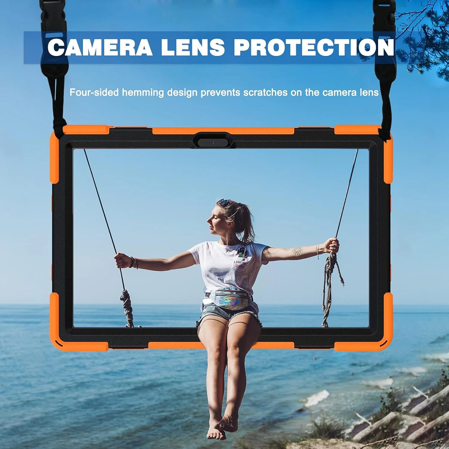 کیف تبلت مسافرتی سه کاره مقاوم در برابر شکستگی برای Lenovo P11 TB-J606F، روکش تبلت ضد ضربه، پایه چند منظوره با قابلیت چرخش 360 درجه (نارنجی)