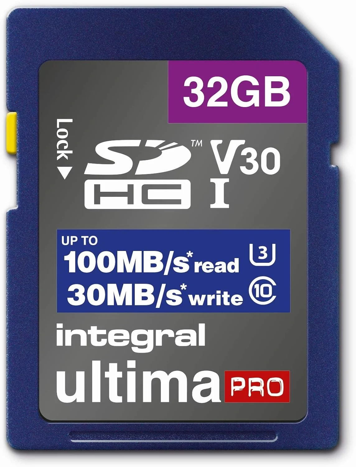 Integral Memory 32GB SDxC Premium Ultra High Speed Up to 100MB/s Reading, 30MB/s Writing, Class 10 V30 UHS-I U3 Memory Card