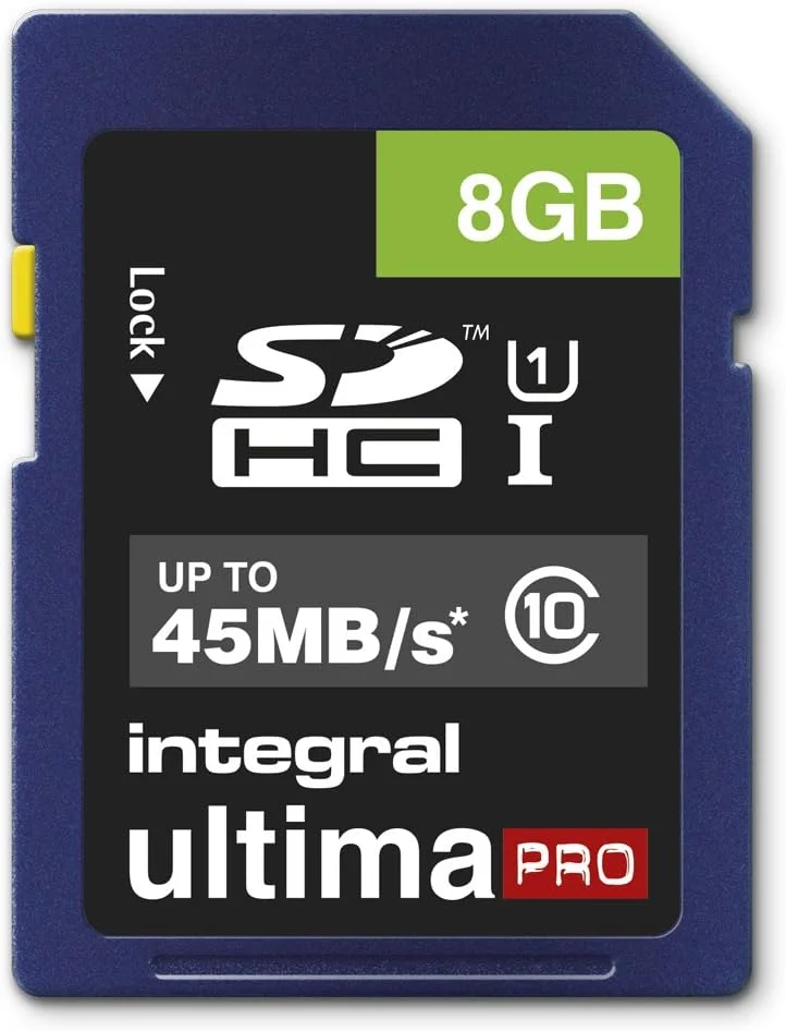 8GB Integral Ultima Pro SDHC 45MB/sec CL10 High-Speed (UHS-1) memory card