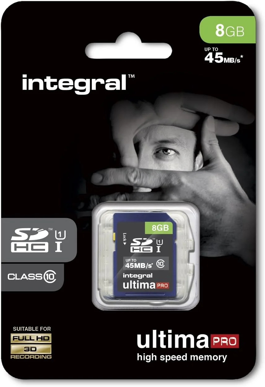 8GB Integral Ultima Pro SDHC 45MB/sec CL10 High-Speed (UHS-1) memory card