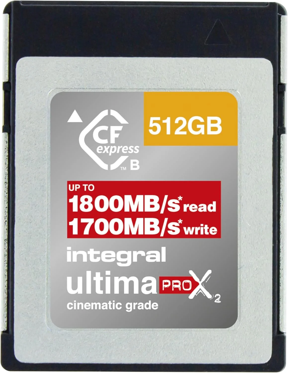 کارت حافظه 512 گیگابایتی Integral CFexpress Type B 2.0 مناسب برای فیلمبرداری 8K RAW و 4K با سرعت 120 فریم بر ثانیه، سرعت خواندن 1800 مگابایت بر ثانیه و سرعت نوشتن 1700 مگابایت بر ثانیه، طراحی شده برای فیلمبرداران و عکاسان حرفه ای