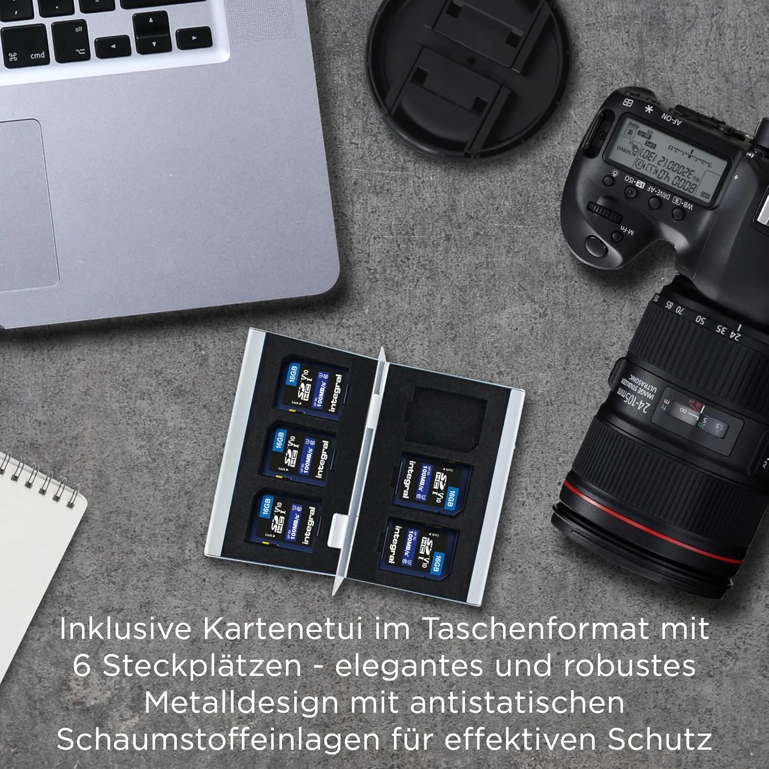 کارت حافظه 16 گیگابایتی Integral SD بسته 5 عددی به همراه جعبه فلزی محافظ 6 اسلات، کارت حافظه پر سرعت SDHC تا 100 مگابایت بر ثانیه V10 UHS U1 کارت حافظه 16 گیگابایتی Integral SD بسته 5 عددی به همراه جعبه فلزی محافظ 6 اسلات، کارت حافظه پر سرعت SDHC تا 100 مگابایت بر ثانیه V10 UHS U1