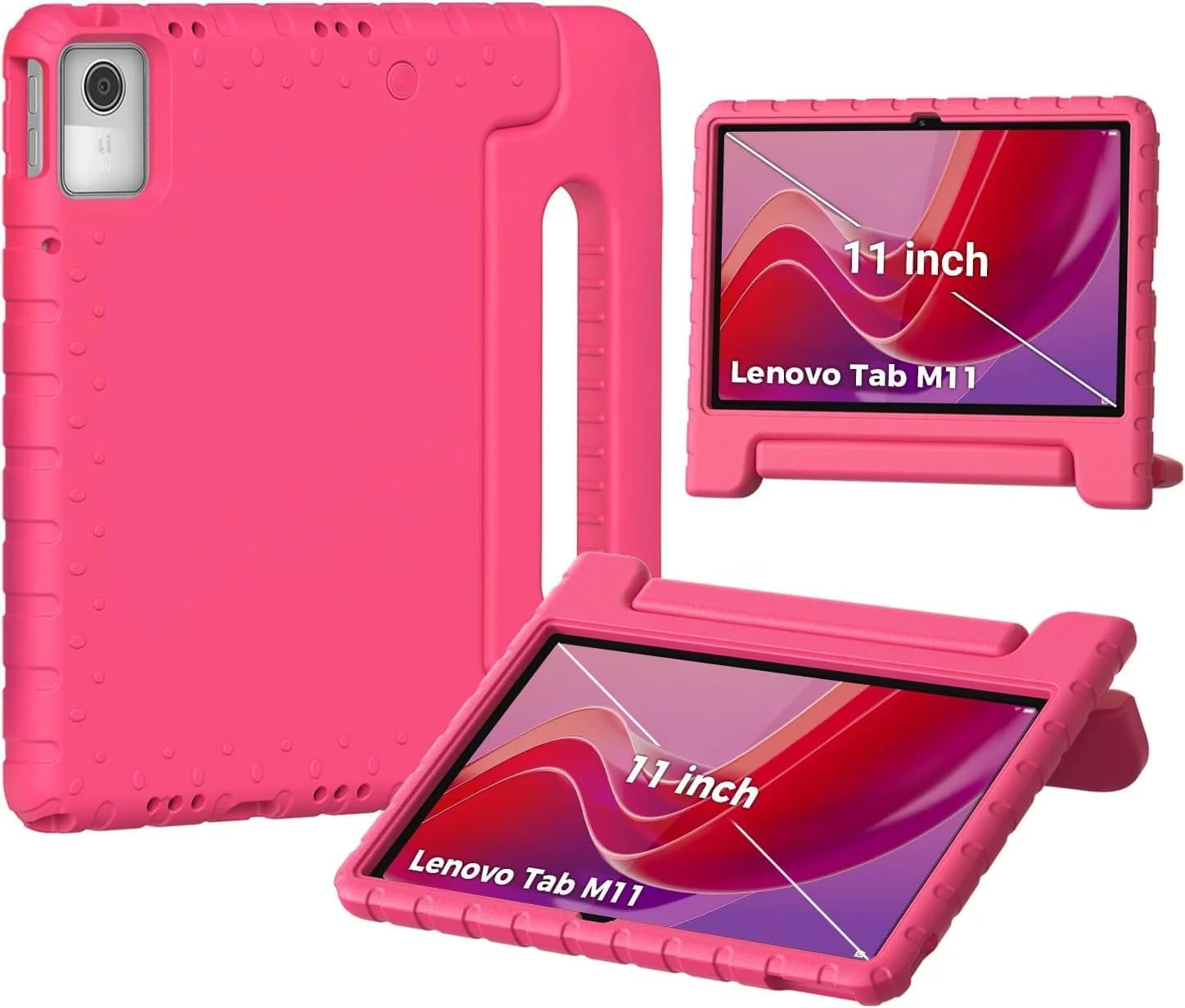 کیف تبلت کودکانه Gruattreay سازگار با تبلت 11 اینچی Lenovo Tab M11 مدل 2024 (TB-330FU/TB-330XU/TB-331FC)، کیف محافظ فوم EVA نرم برای کودکان (قرمز گل رز)