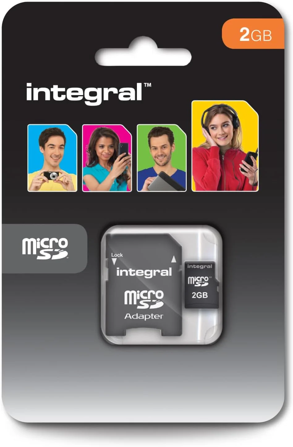 کارت حافظه میکرو اس دی Integral به همراه آداپتور SD/SDHC ظرفیت 2 گیگابایت مدل INMSD2GV2