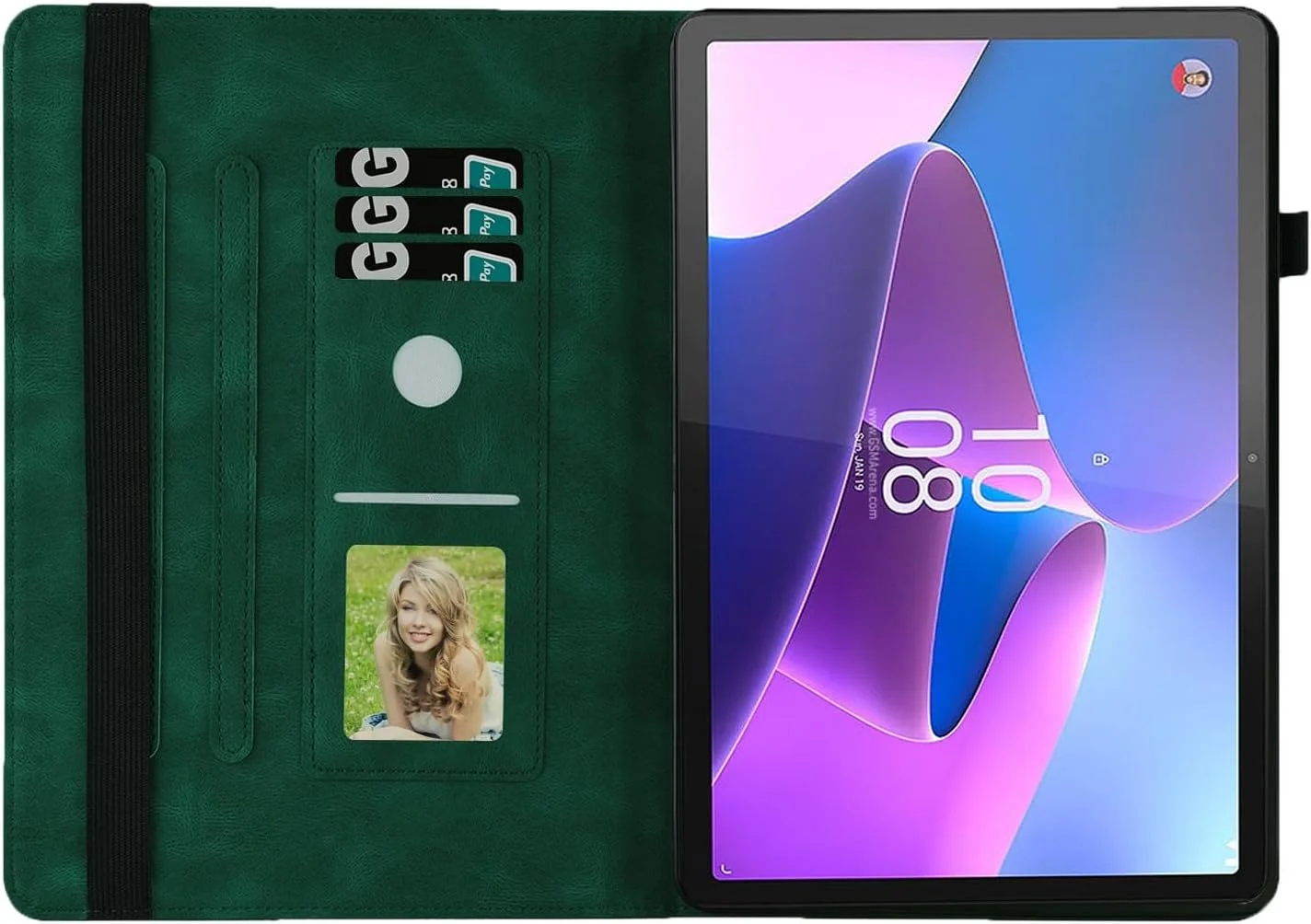 کیف محافظ تبلت چرمی PU طرح پروانه، دارای جای کارت، سازگار با تبلت Lenovo Tab P12/p