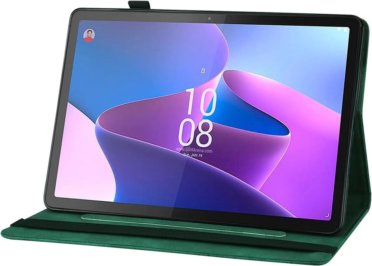 کیف محافظ تبلت چرمی PU طرح پروانه، دارای جای کارت، سازگار با تبلت Lenovo Tab P12/p