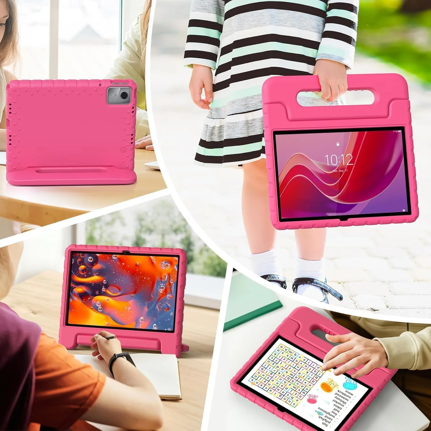 کیف تبلت کودکانه Gruattreay سازگار با تبلت 11 اینچی Lenovo Tab M11 مدل 2024 (TB-330FU/TB-330XU/TB-331FC)، کیف محافظ فوم EVA نرم برای کودکان (قرمز گل رز) کیف تبلت کودکانه Gruattreay سازگار با تبلت 11 اینچی Lenovo Tab M11 مدل 2024 (TB-330FU/TB-330XU/TB-331FC)، کیف محافظ فوم EVA نرم برای کودکان (قرمز گل رز)