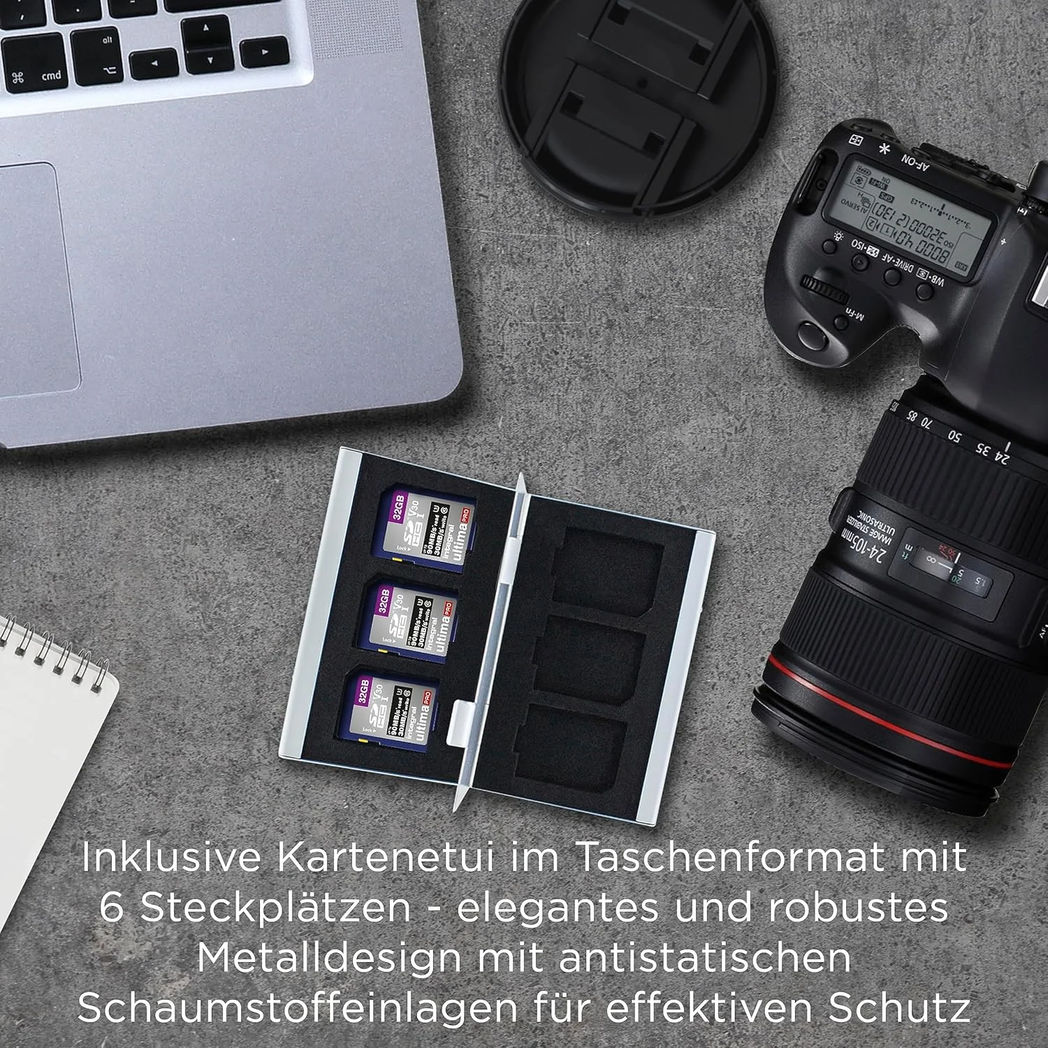 کارت حافظه SD اینتگرال 32 گیگابایت بسته 3 عددی به همراه جعبه فلزی محافظ کارت 6 اسلات - سرعت بالا تا 90 مگابایت بر ثانیه - کارت حافظه SDHC V30 UHS-I U3 Class 10