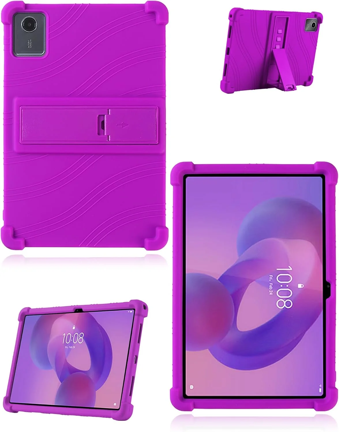 کاور تبلت لنوو تب M11 11 اینچی، کاور سیلیکونی نرم تبلت با پایه ضد لغزش، مقاوم در برابر ضربه و افتادن، بنفش