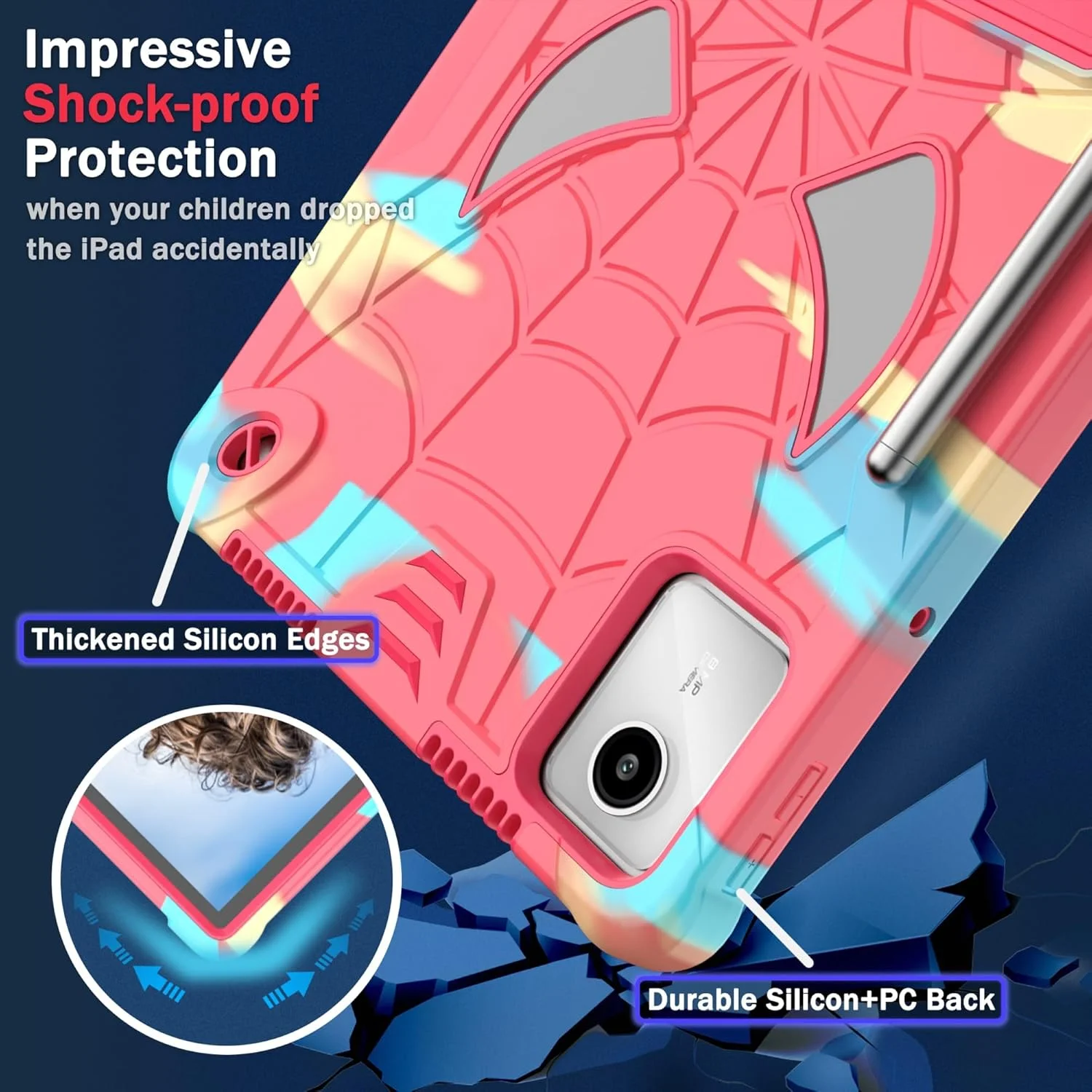 کیف محافظ تبلت کودکانه سازگار با تبلت لنوو تب M11 TB-330FU / لنوو Xiaoxin Pad 2024 TB-331FC، کیف محافظ سه لایه تمام بدنه سنگین سازگار با تبلت 11 اینچی لنوو تب M11