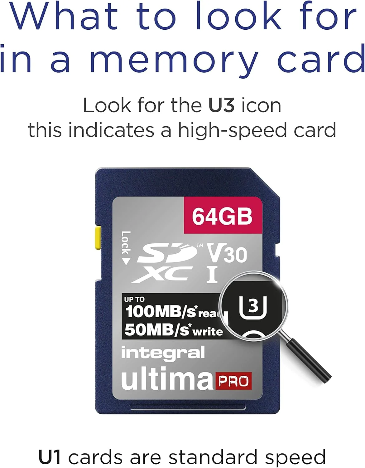 کارت حافظه 64 گیگابایتی Integral SD Card 4K Ultra-HD Video Premium High Speed با سرعت بالا تا 100 مگابایت بر ثانیه SDXC V30 UHS-I U3 Class 10