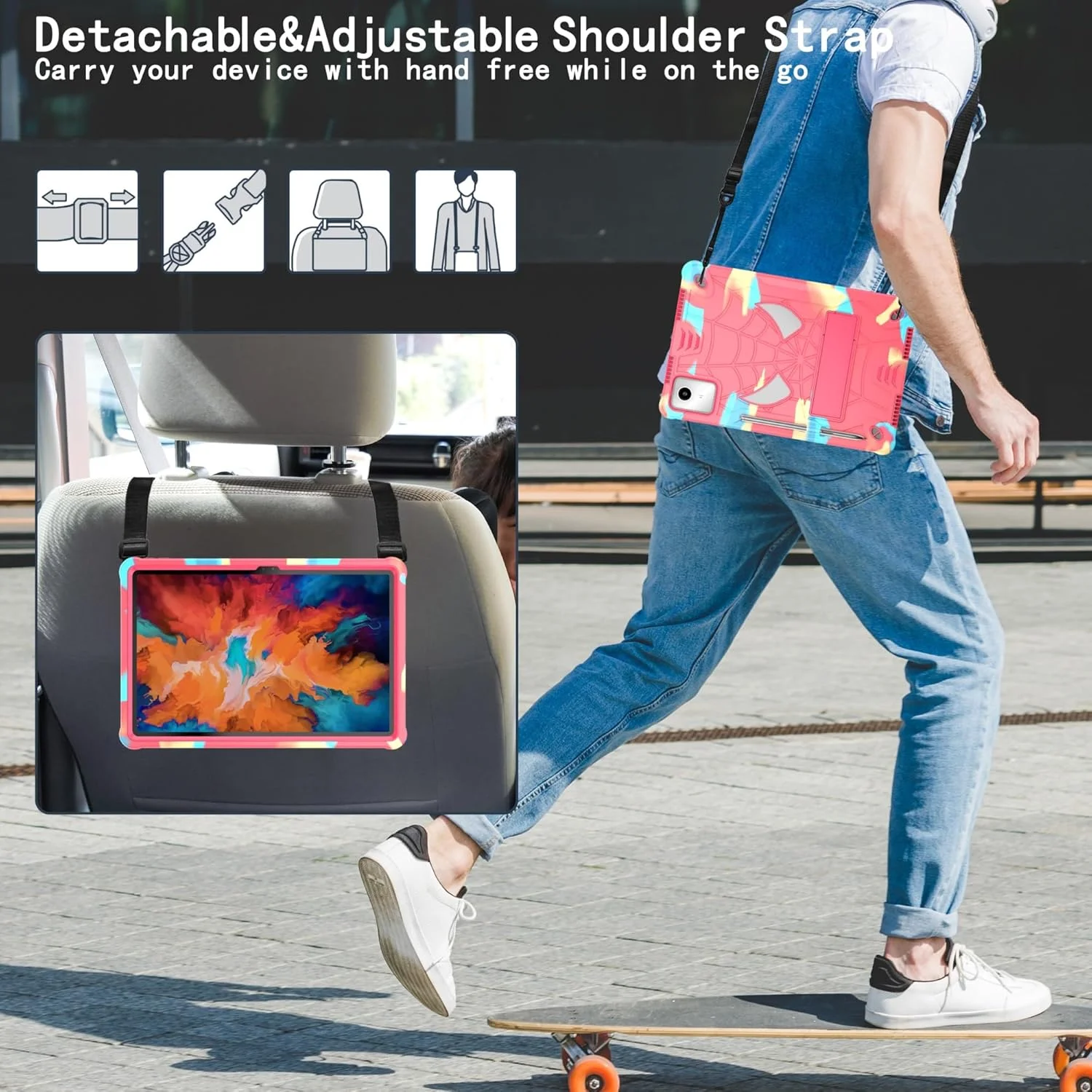 کیف محافظ تبلت کودکانه سازگار با تبلت لنوو تب M11 TB-330FU / لنوو Xiaoxin Pad 2024 TB-331FC، کیف محافظ سه لایه تمام بدنه سنگین سازگار با تبلت 11 اینچی لنوو تب M11