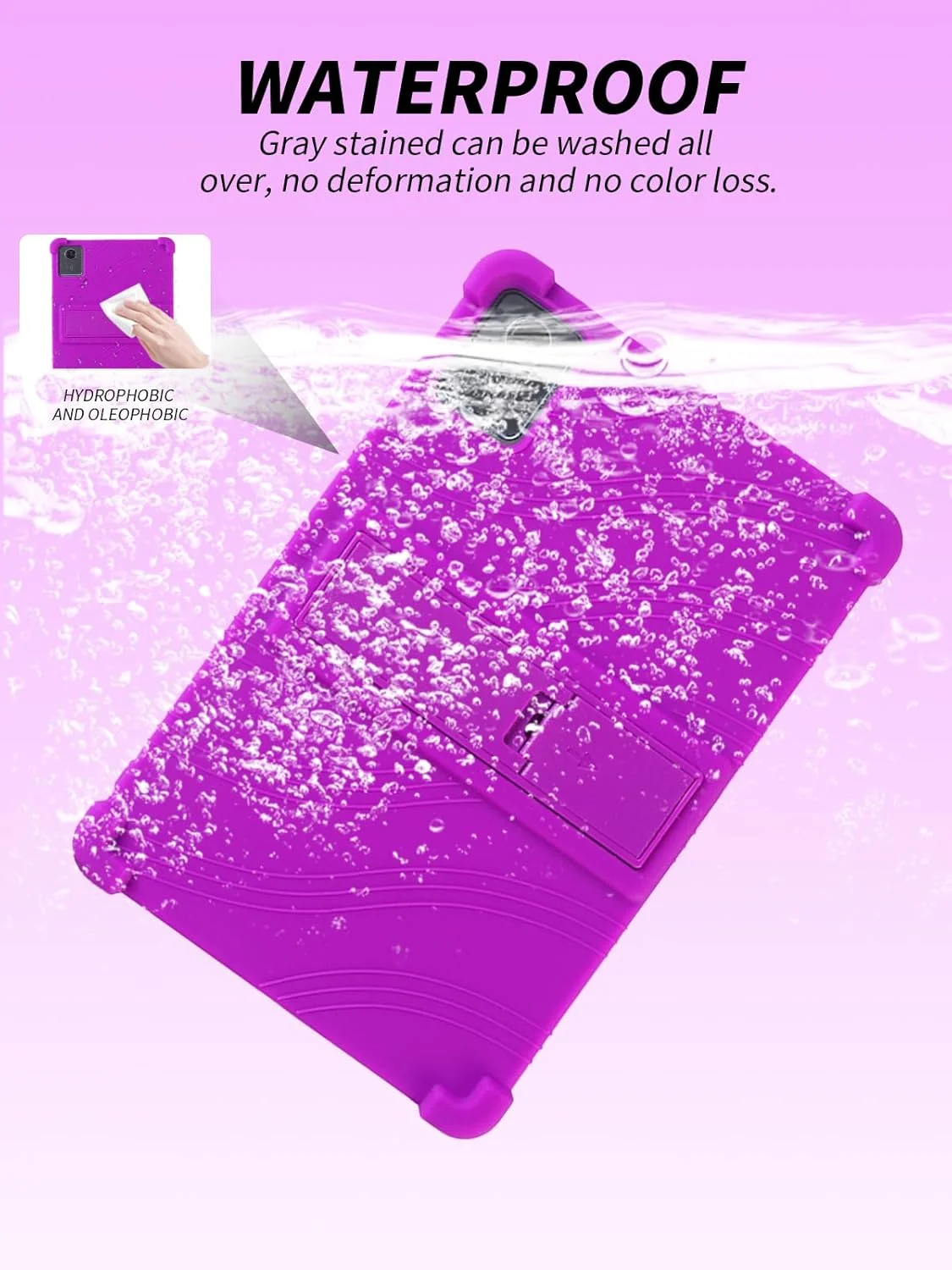 کاور تبلت لنوو تب M11 11 اینچی، کاور سیلیکونی نرم تبلت با پایه ضد لغزش، مقاوم در برابر ضربه و افتادن، بنفش