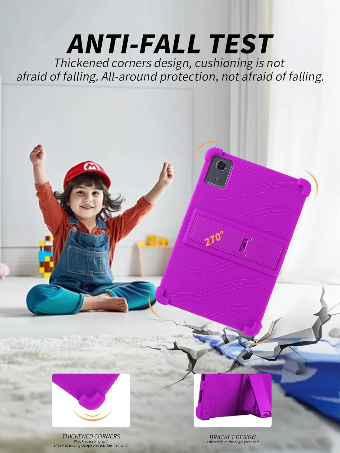 کاور تبلت لنوو تب M11 11 اینچی، کاور سیلیکونی نرم تبلت با پایه ضد لغزش، مقاوم در برابر ضربه و افتادن، بنفش