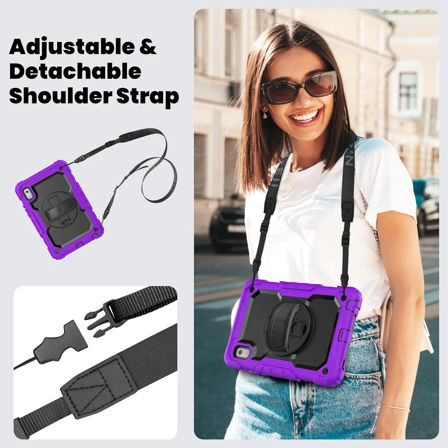 کیف محافظ تبلت سنگین نینسی برای لنوو تب M9 9 اینچی 2023 TB310، کاور سیلیکونی ضد ضربه رنگین کمانی 3 در 1 با نگهدارنده مداد، بند شانه، بند دستی، پایه تاشو