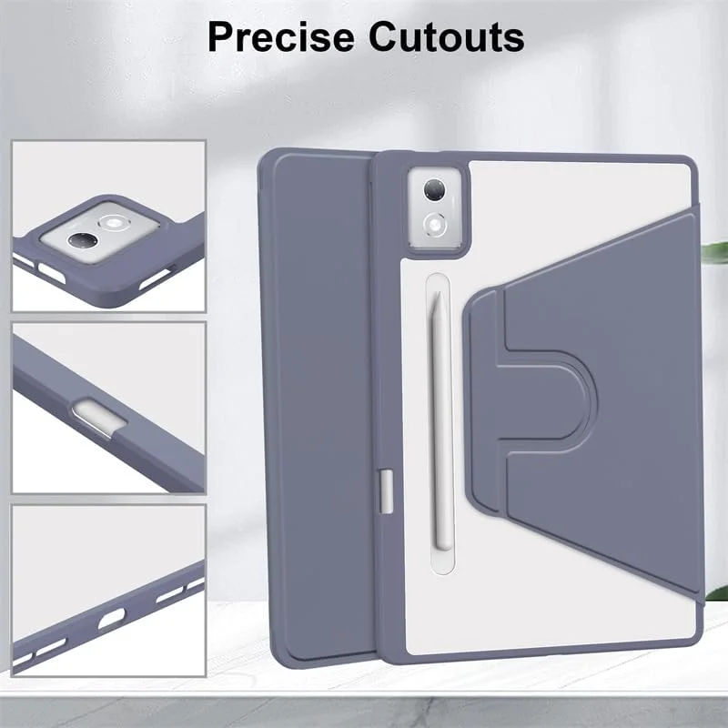 کیف Gruattreay سازگار با تبلت Lenovo Xiaoxin Pad Pro 12.7 اینچی 2025، کاور محافظ هوشمند چرخشی با جای قلم و قابلیت خواب/بیدار شدن خودکار (بنفش)