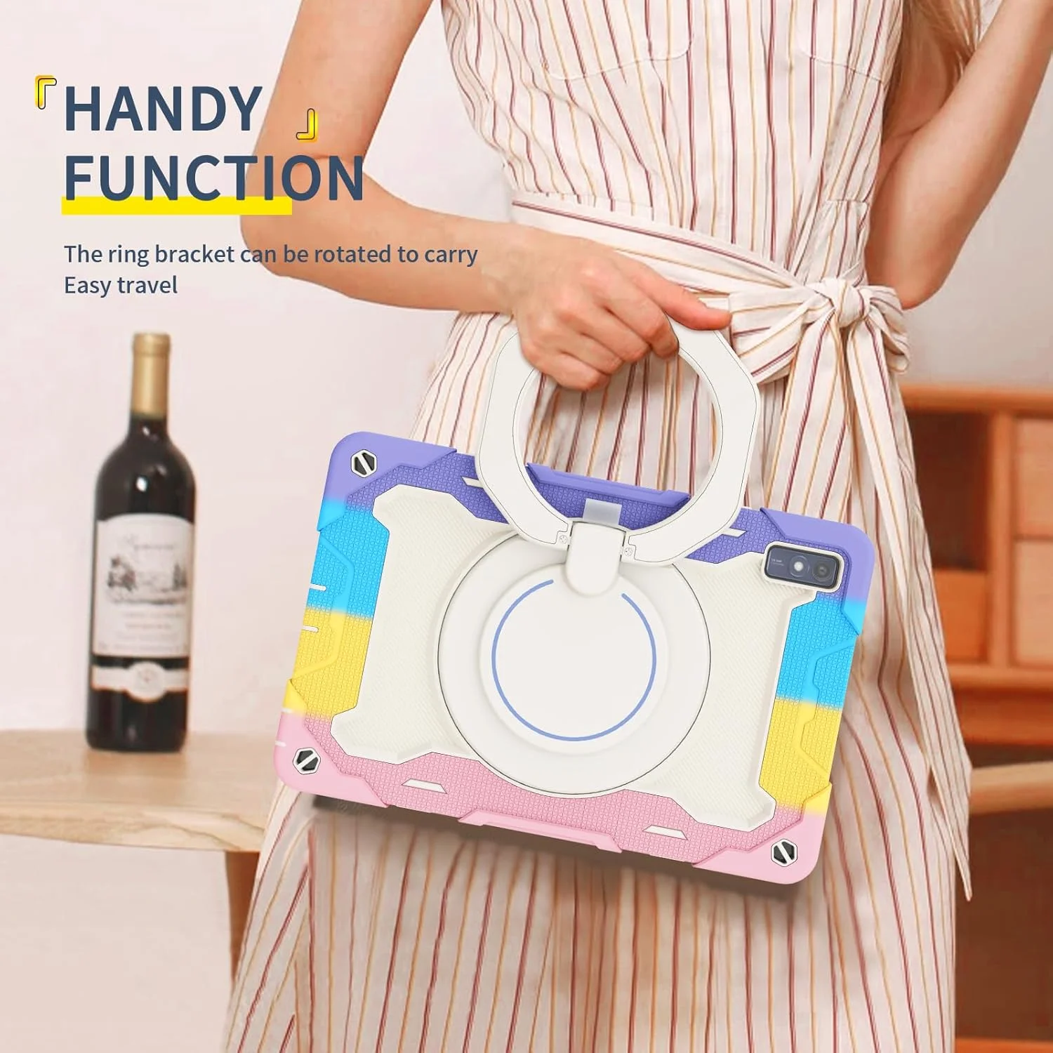 کیف سیلیکونی تبلت nincyee برای Lenovo Tab M10 5G 2023 10.61 اینچ، کیف ضد ضربه با نگهدارنده مداد، بند شانه، حلقه بزرگ چرخان پایه نگهدارنده برای کودکان