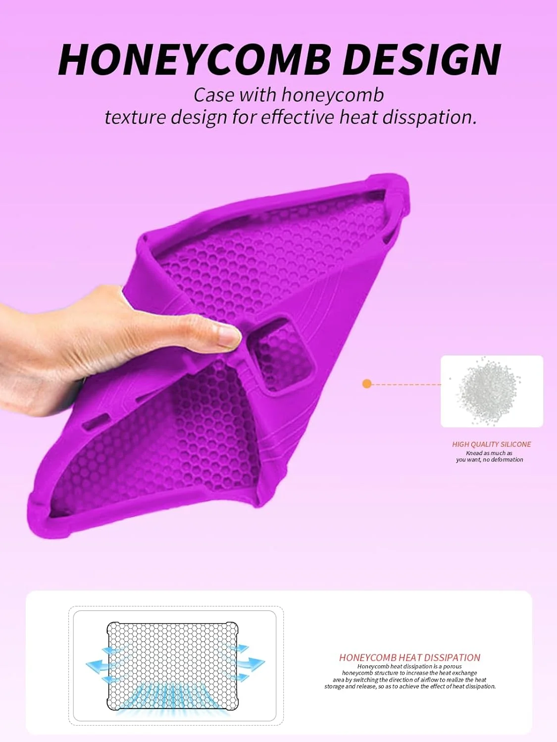 کاور تبلت لنوو تب M11 11 اینچی، کاور سیلیکونی نرم تبلت با پایه ضد لغزش، مقاوم در برابر ضربه و افتادن، بنفش