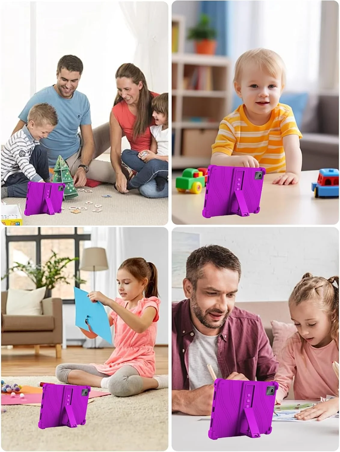 کاور تبلت لنوو تب M11 11 اینچی، کاور سیلیکونی نرم تبلت با پایه ضد لغزش، مقاوم در برابر ضربه و افتادن، بنفش