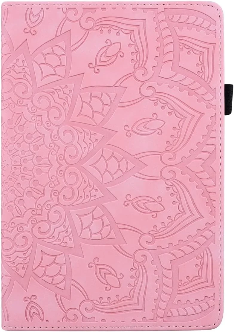 کیف تبلت سازگار با Lenovo Tab M8 نسل 4 مدل TB-300FU/TB-300XU (2023)، باریک، سبک وزن، چرم PU طرح دار، کیف تبلت با قابلیت تاشو و جای کارت، محافظ تبلت (صورتی)