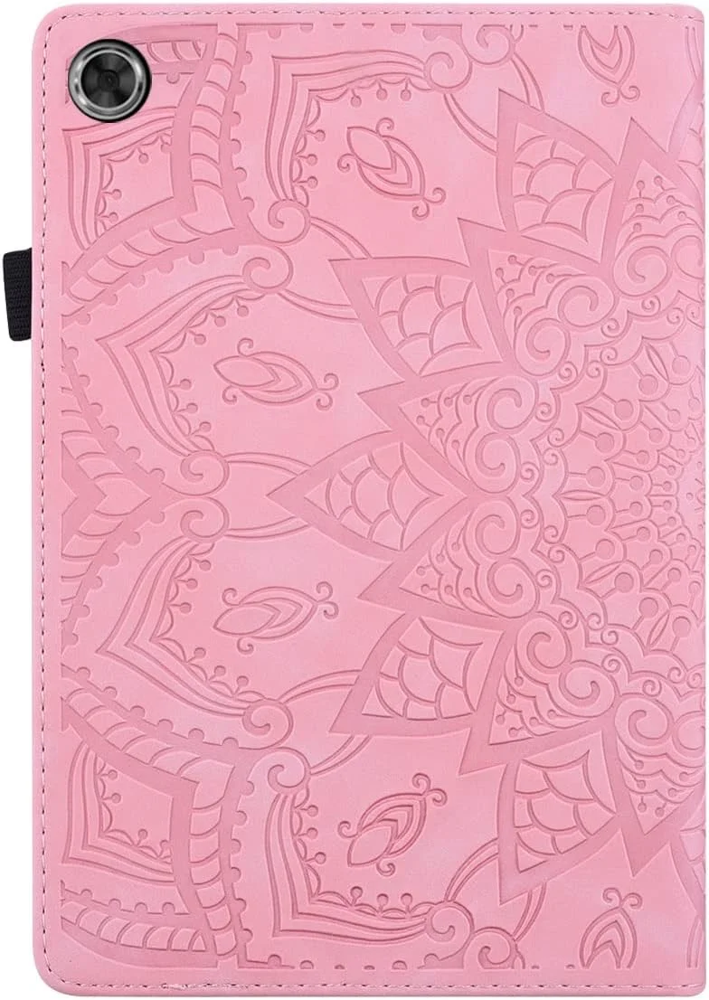 کیف تبلت سازگار با Lenovo Tab M8 نسل 4 مدل TB-300FU/TB-300XU (2023)، باریک، سبک وزن، چرم PU طرح دار، کیف تبلت با قابلیت تاشو و جای کارت، محافظ تبلت (صورتی)