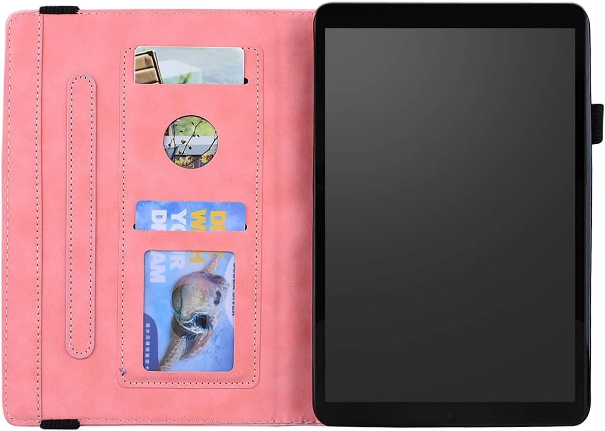 کیف تبلت سازگار با Lenovo Tab M8 نسل 4 مدل TB-300FU/TB-300XU (2023)، باریک، سبک وزن، چرم PU طرح دار، کیف تبلت با قابلیت تاشو و جای کارت، محافظ تبلت (صورتی)