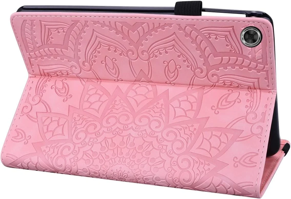 کیف تبلت سازگار با Lenovo Tab M8 نسل 4 مدل TB-300FU/TB-300XU (2023)، باریک، سبک وزن، چرم PU طرح دار، کیف تبلت با قابلیت تاشو و جای کارت، محافظ تبلت (صورتی)