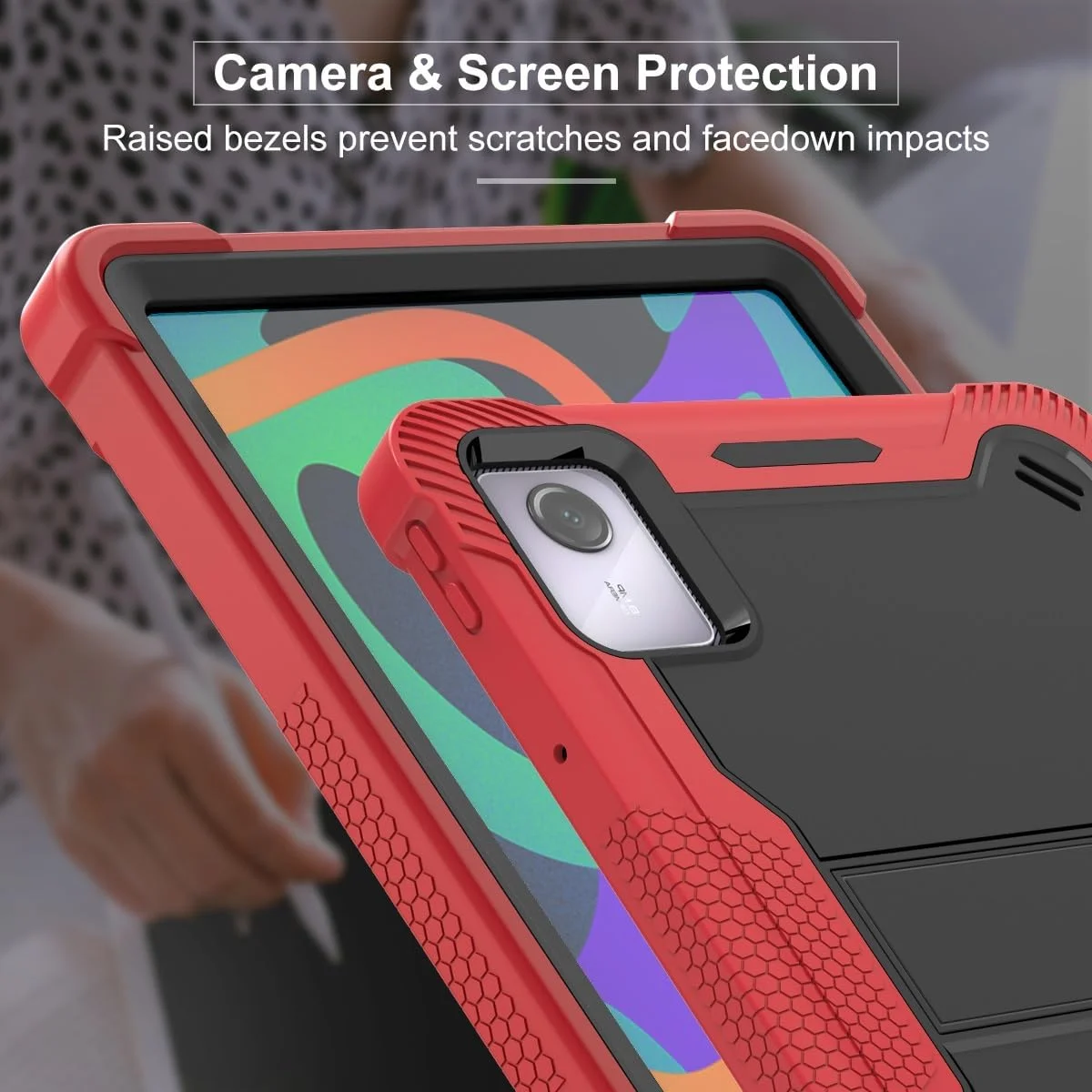 کیف محافظ تبلت سازگار با Lenovo Tab M11 مدل TB-330FU 2024، مقاوم، ضد ضربه، با طراحی ناهموار و پایه یکپارچه