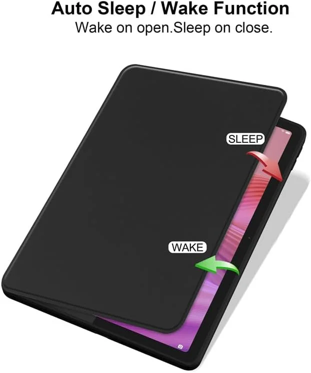 کیف تبلت Gruattreay برای تبلت 10.1 اینچی Lenovo Tab (2025) مدل TB311FU، کیف چرمی با قابلیت خواب/بیدار شدن خودکار، پایه چرخان 360 درجه، قاب پشتی شفاف اکریلیک به همراه جای مداد (مشکی)