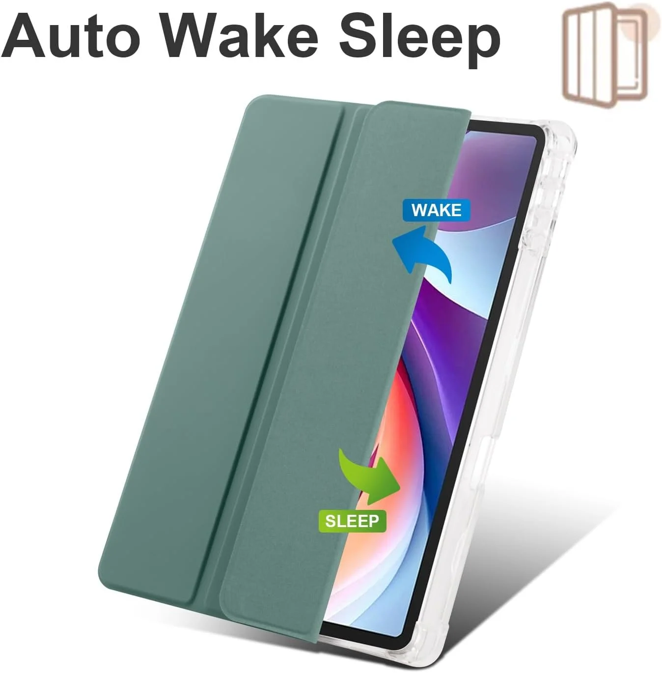 کیف تبلت سازگار با تبلت Lenovo Xiaoxin Pad 2024، کیف 11 اینچی، باریک، سبک وزن، محافظ، کاور هوشمند، ضد ضربه با قاب پشتی شفاف و جای مداد، قابلیت بیدار شدن/خواب خودکار