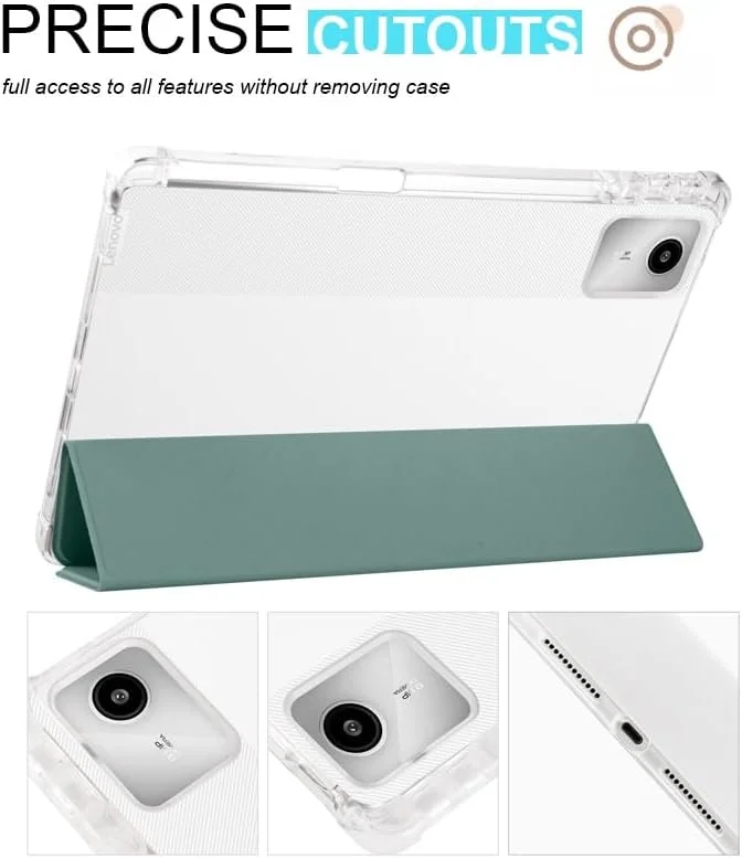 کیف تبلت سازگار با تبلت Lenovo Xiaoxin Pad 2024، کیف 11 اینچی، باریک، سبک وزن، محافظ، کاور هوشمند، ضد ضربه با قاب پشتی شفاف و جای مداد، قابلیت بیدار شدن/خواب خودکار