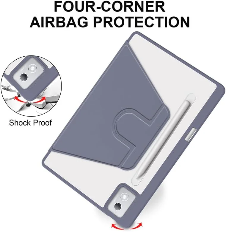 کاور گرواتری سازگار با تبلت لنوو Xiaoxin Pad Pro 12.7 اینچ 2025، کاور محافظ هوشمند چرخشی با جای قلم داخلی و قابلیت خواب/بیدار شدن خودکار (بنفش)