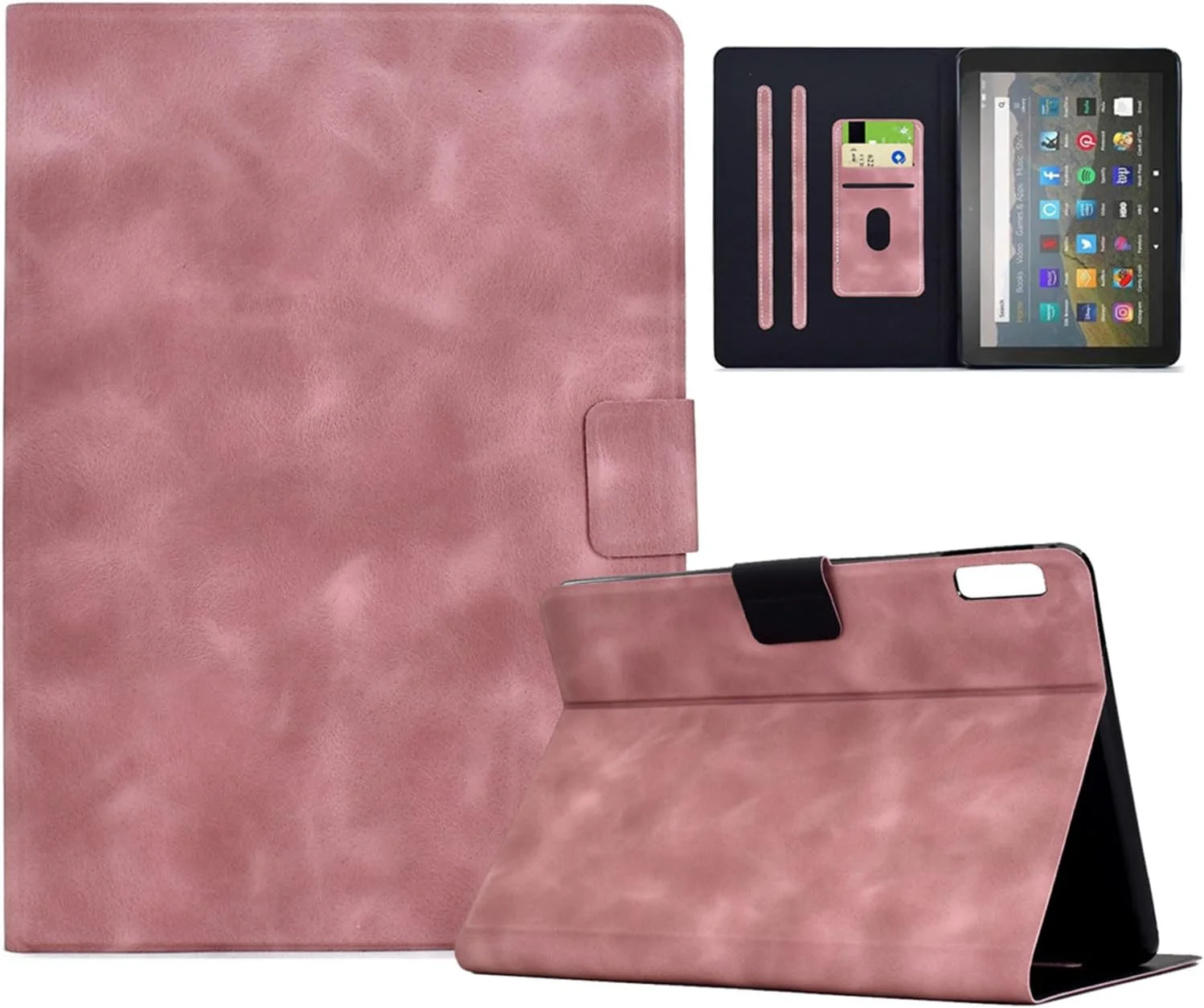 کاور تبلت لنوو تب M9 مدل HYAEcase سایز 9.0 اینچ (TB-310FU, عرضه شده در 2023)، کاور داخلی باریک از جنس TPU جیر با استند، پشتیبانی از حالت بیدار/خواب خودکار هوشمند با نگهدارنده کارت (صورتی)