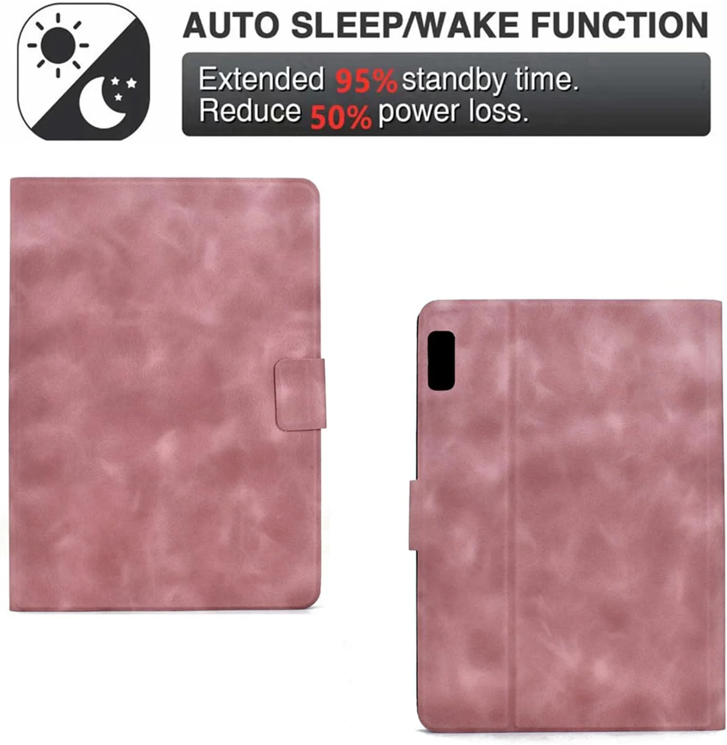 کاور تبلت لنوو تب M9 مدل HYAEcase سایز 9.0 اینچ (TB-310FU, عرضه شده در 2023)، کاور داخلی باریک از جنس TPU جیر با استند، پشتیبانی از حالت بیدار/خواب خودکار هوشمند با نگهدارنده کارت (صورتی)