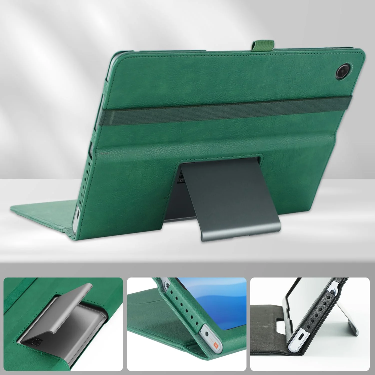 کاور چرمی تبلت لنوو تب پلاس ۱۱.۵ اینچی DINGGUAGUA مدل Pad Studio (TB351FU) با قابلیت تاشوندگی و رنگ سبز تیره