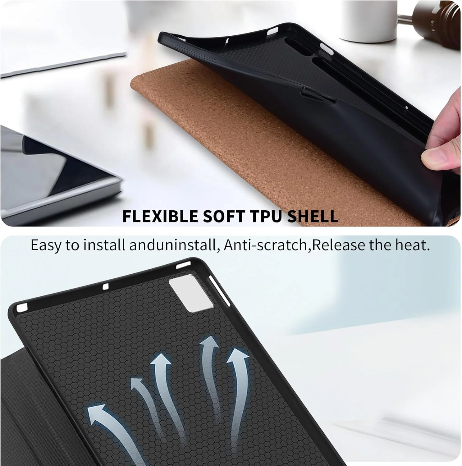 کاور محافظ تبلت Lenovo Tab M11 2024 TB300FU اون د فول با جای قلم، استند و جای کارت، کاور محافظ تبلت تاشو برای Lenovo Tab M11 (TB300) 11 اینچ - مشکی