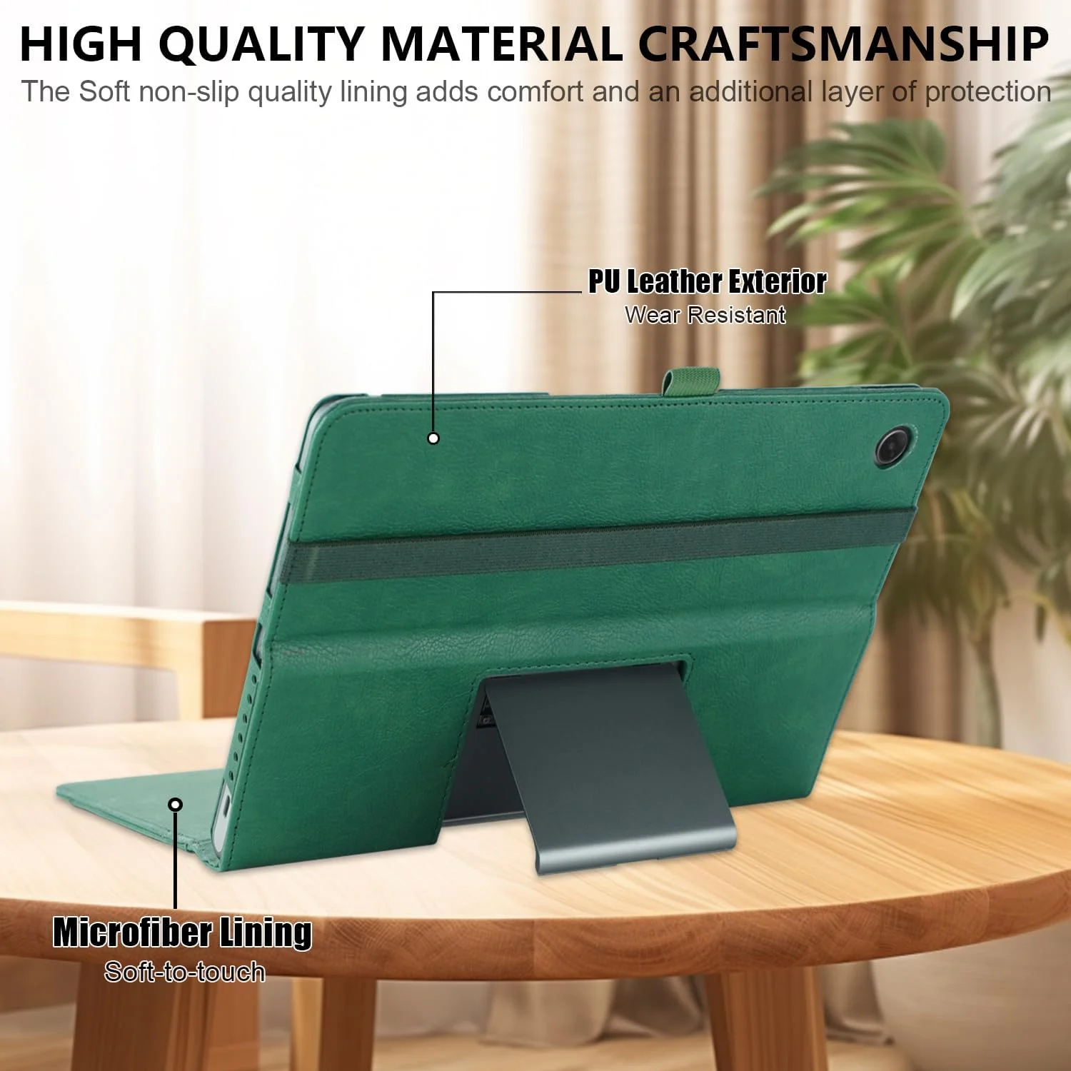 کاور چرمی تبلت لنوو تب پلاس ۱۱.۵ اینچی DINGGUAGUA مدل Pad Studio (TB351FU) با قابلیت تاشوندگی و رنگ سبز تیره